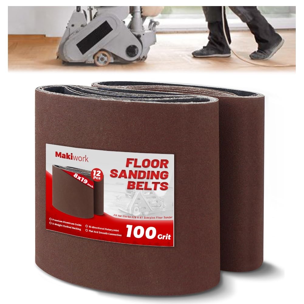 8 inch x 19 inch 100 Grit Sanding Belts, 12 Pack, EZ 8 Drum Sander Sandpaper
