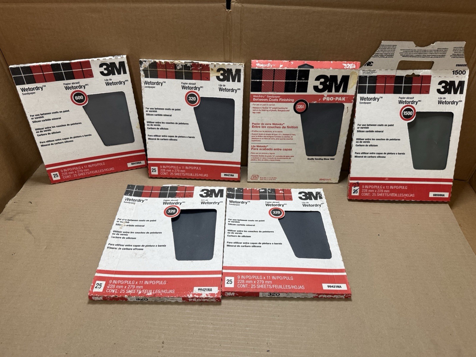 3M Wetordry Sandpaper Sheets 9×11” 320 600 & 1500 Grit 148 Pcs Total New