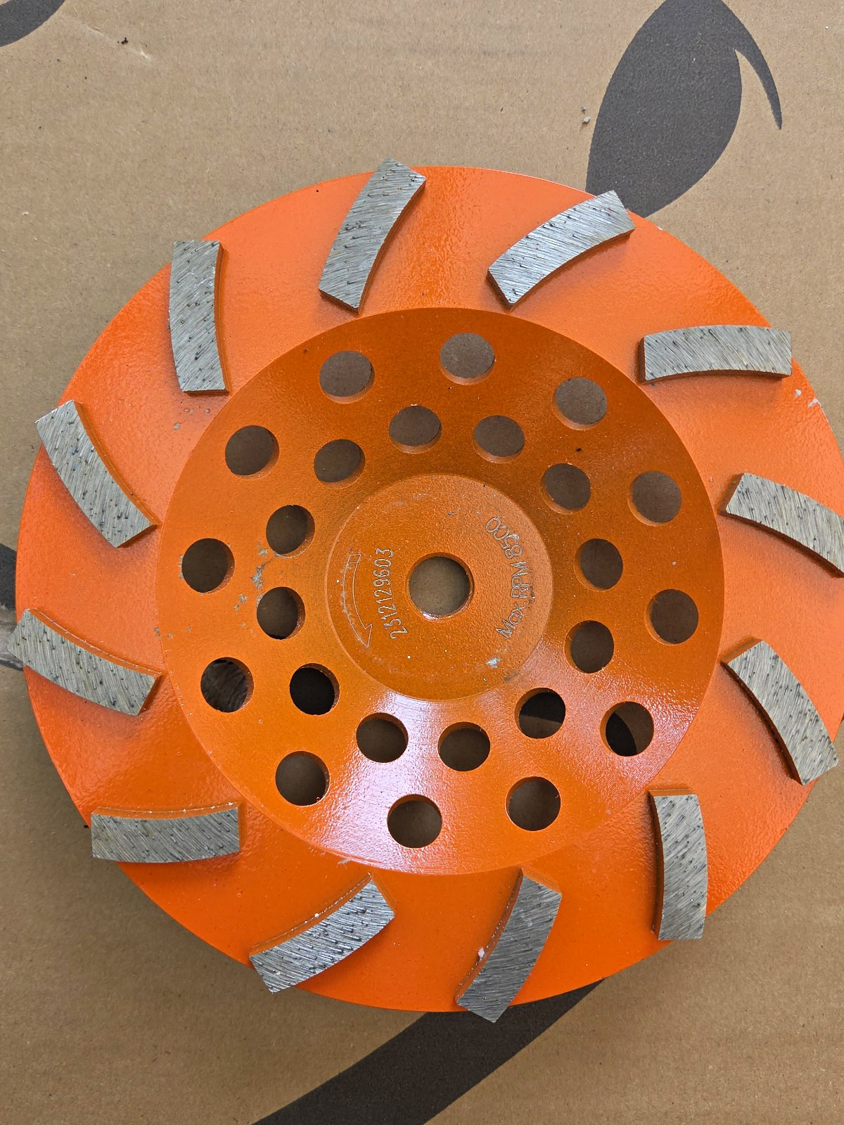 7 in Diamond Turbo Cup Grinding Wheel, Coarse, for Angle Grinder, Orange
