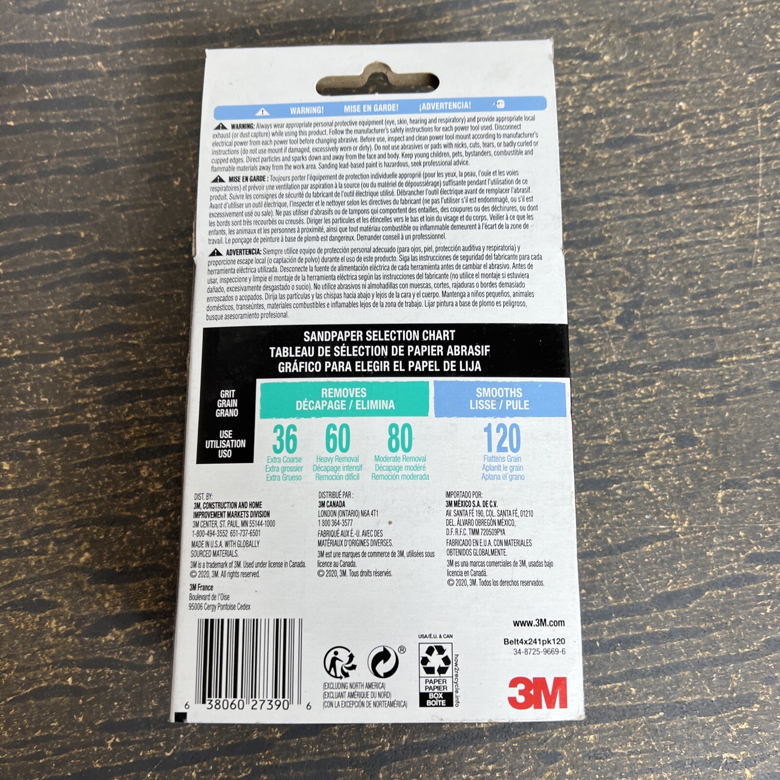 3M BELT 4X24 1PK 120 Rapid Removal Sanding Belt, 120 Grit