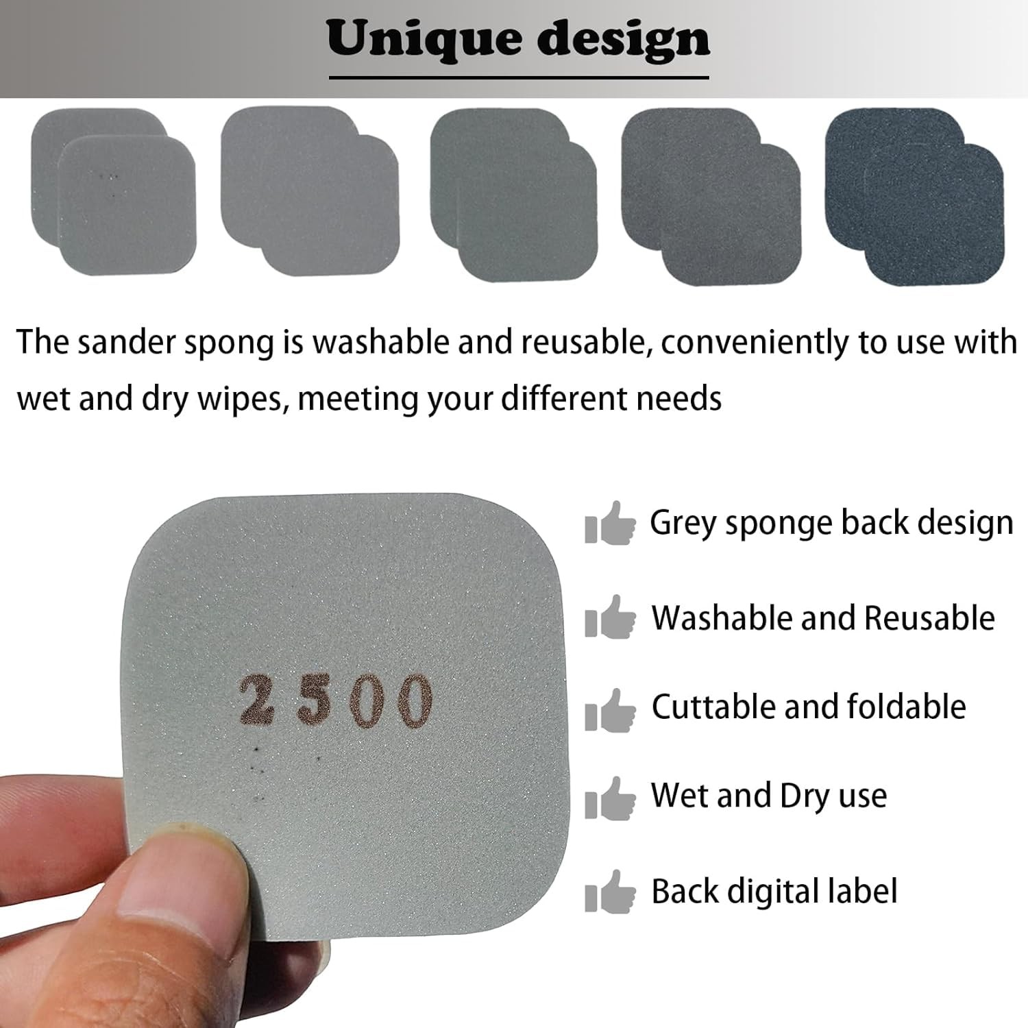 54 PCS 2 x 2 Soft Touch Sanding Pads, Mesh Sanding Polishing Pads Hand Sander…