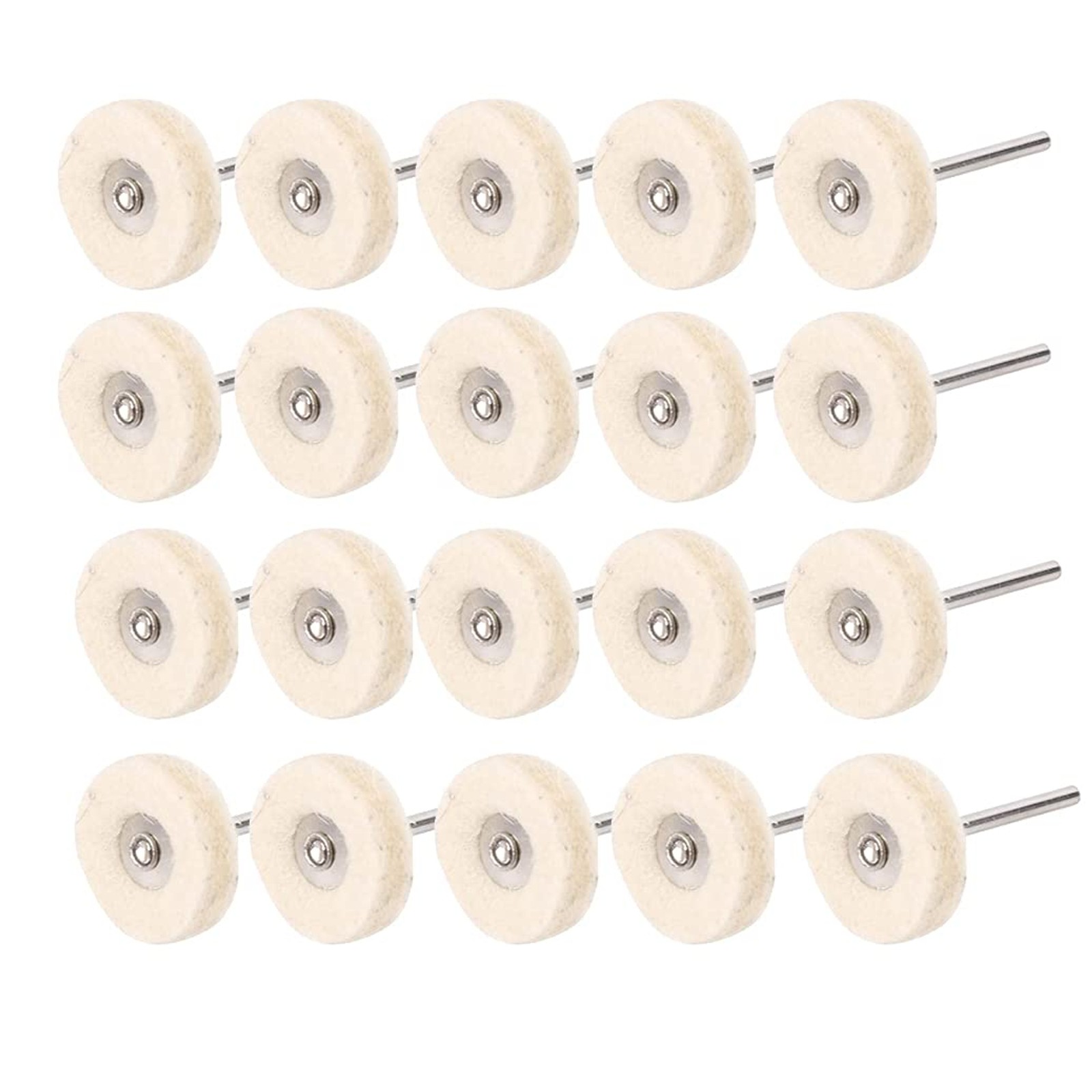 20 Pack Compressed Wool Felt Polishing Wheel 1/8″ Mandrel Mounted Wool Buffing W