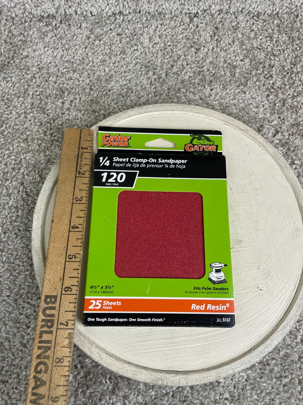 Gator Power 1/4 Sheet Clamp-On Sandpaper 120 Grit 25 Sheets 4.5×5.5 No 5137 NWT