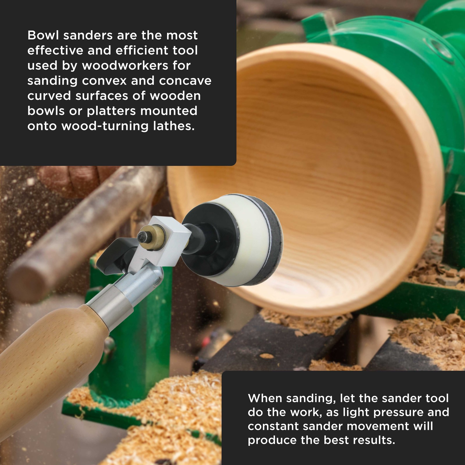 1″ & 2″ Bowl Sander Set with Hook & Loop Sanding Discs – Woodworking Supply