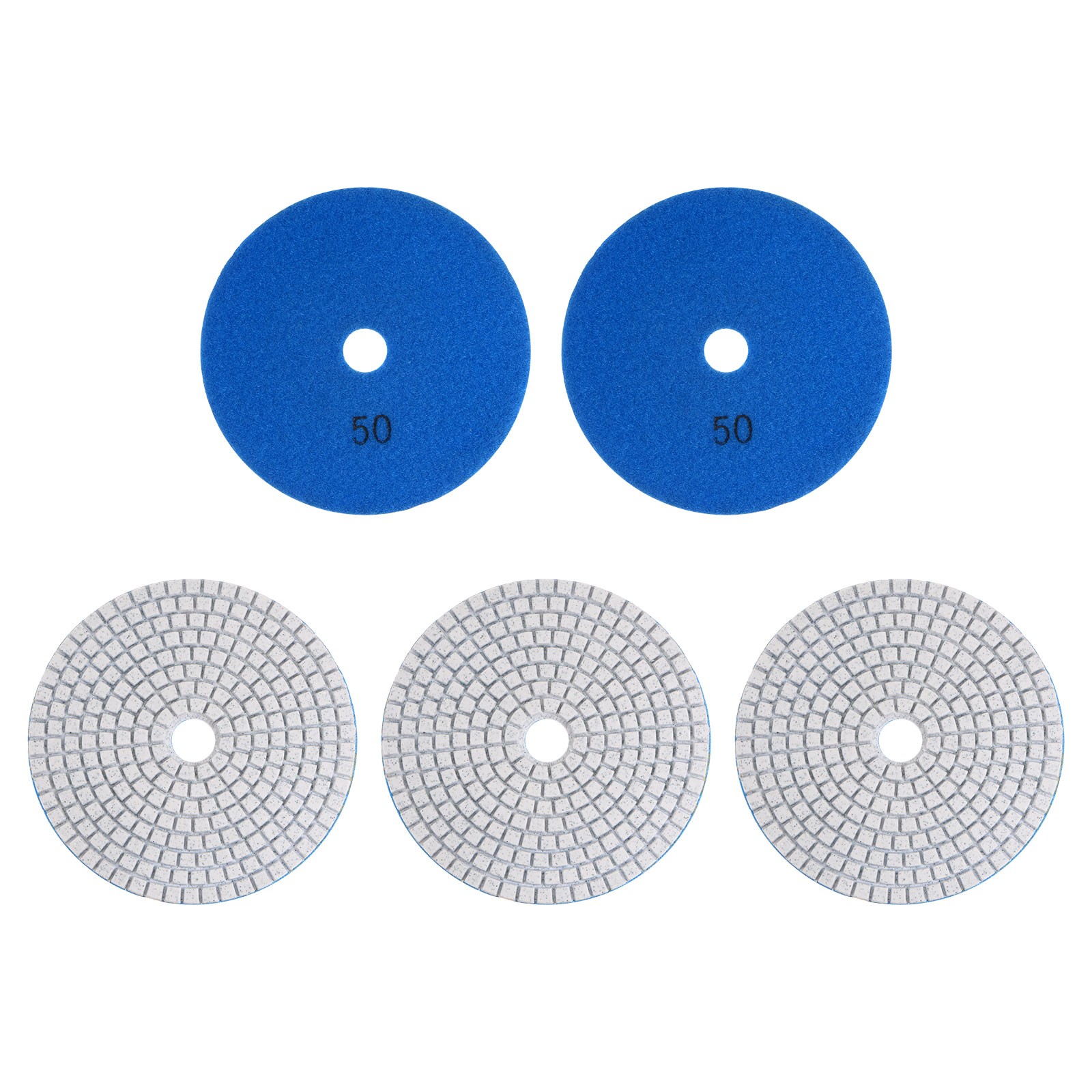 5pcs 5-Inch Grit 50 Diamond Polishing Pads Wet/Dry for Stone Concrete Marble