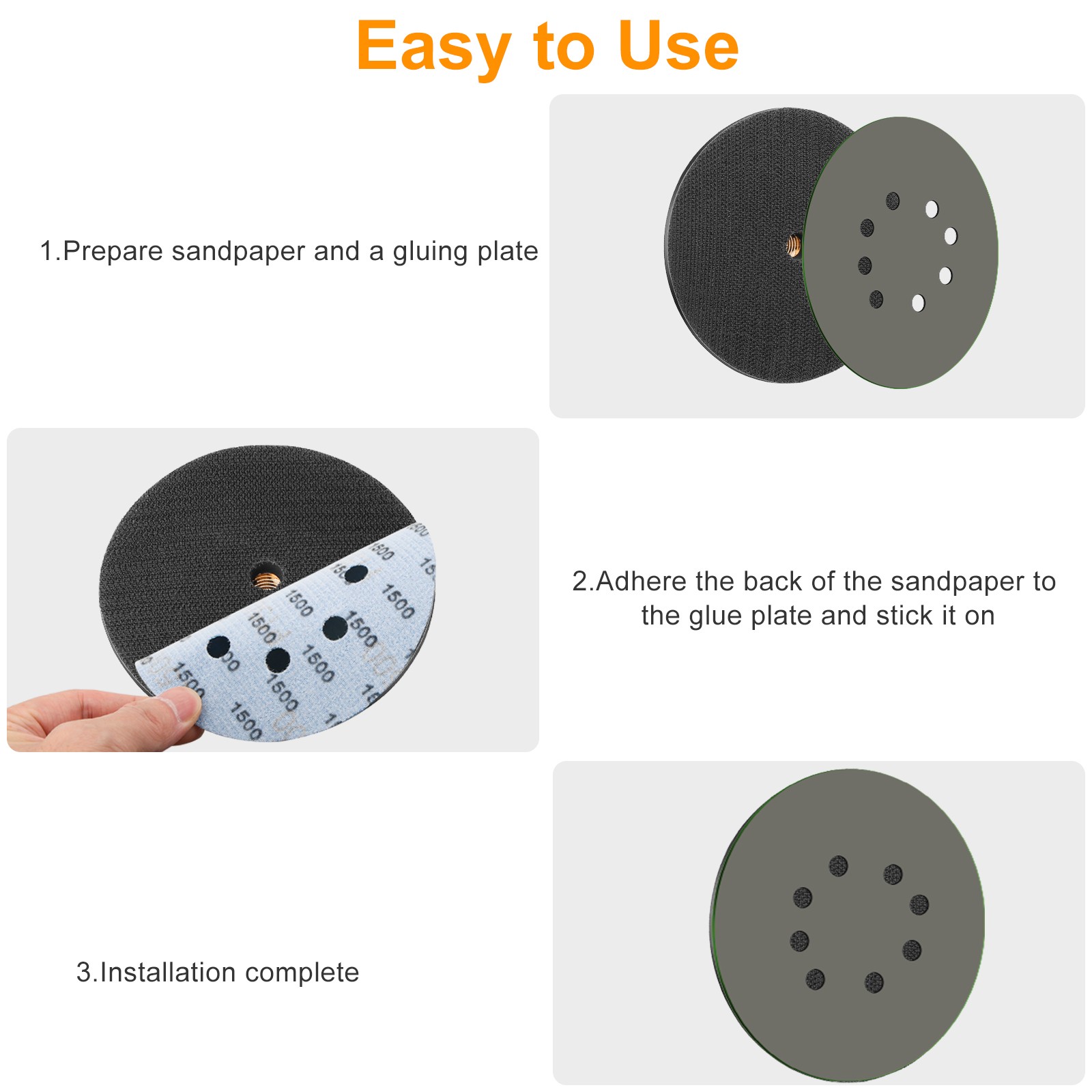 100PCS 5″ Sanding Discs 8 Hole Wet Dry Hook Loop Sandpaper for DA Orbital Sander