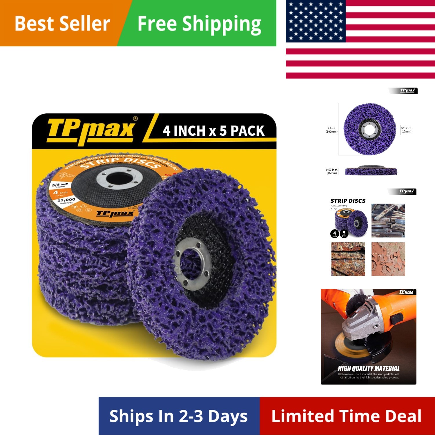 4 inch Stripping Discs Rust Remover Discs Remove Paint and Oxidation 5/8 inch…