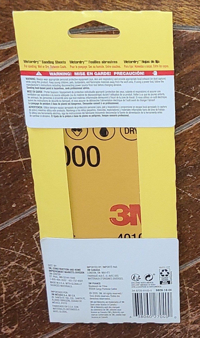 3M Wetordry 10ct Sanding Sheets *3000 Grit* 3-2/3″ x 9″ #5926-18-CC