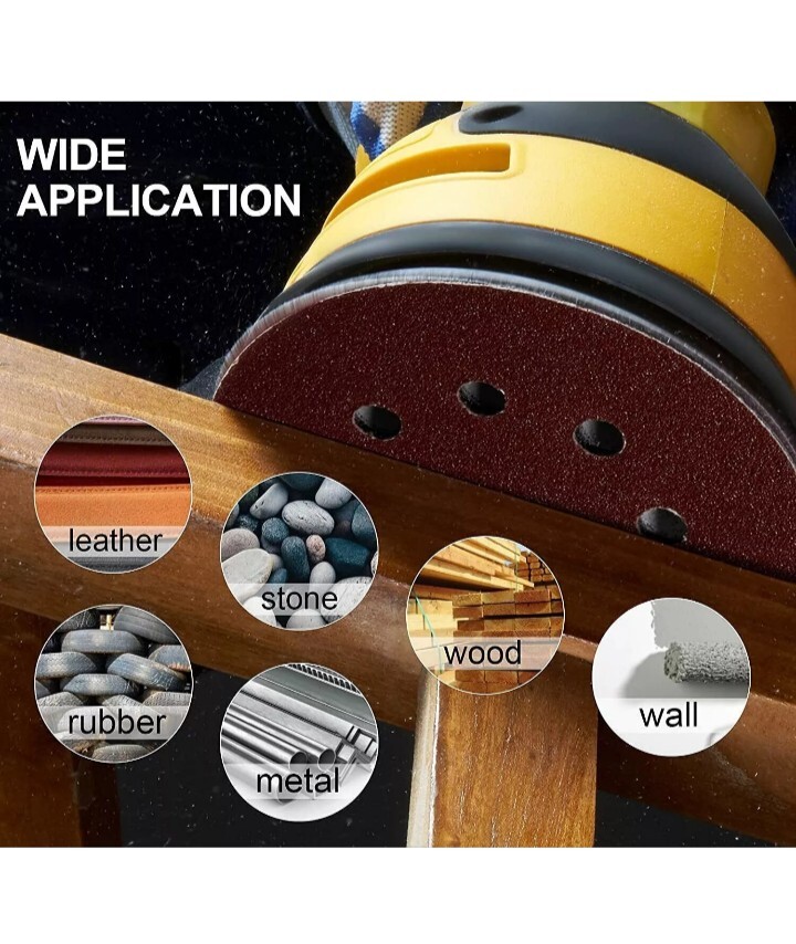 105-PACK 5 inch Sanding Discs 8-Hole Hook Loop for Orbital Sander Paper 220 Grit