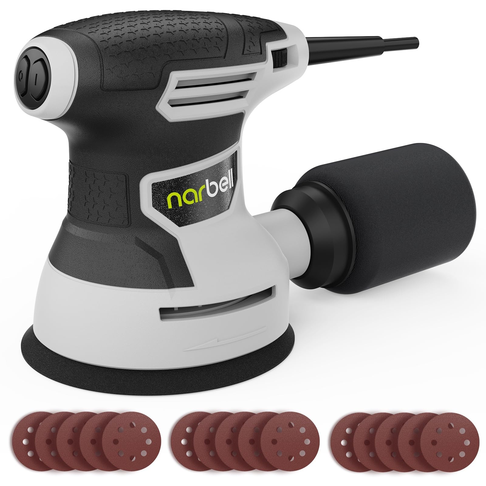 NARBELL Orbital Sander 3.0AMP(360W),14000RPM Random Orbit Medium, ‎light Gray