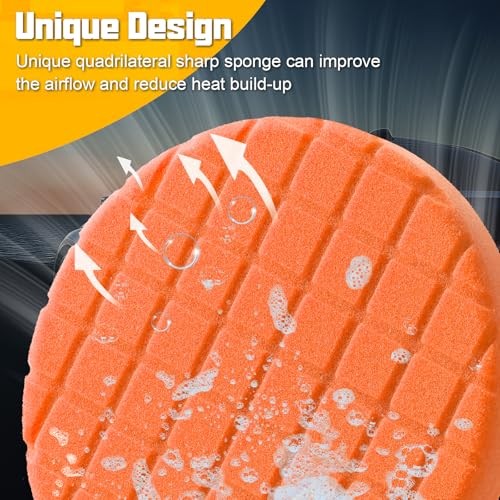 Buffing Pads 6.5 Inch, 3Pcs Heavy Medium Cut Foam Polishing 6.5 – Inch Orange