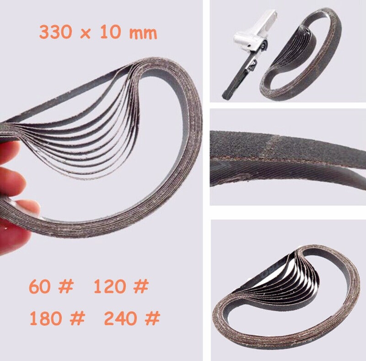 Sanding Belts 10×330 mm Belt Sander Sheets Abrasive Fine 60 120 180 240 Grit