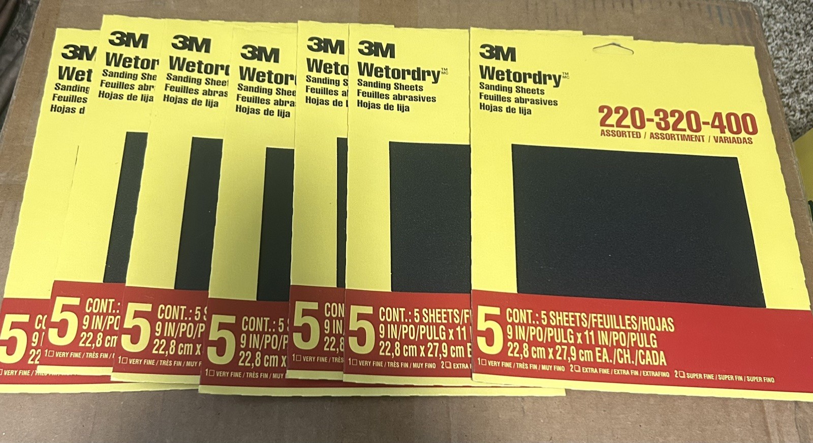 3M Wetordry 9 in. x 11 in. 220-320-400 Grit Sanding Sheets 7 Pks of 5