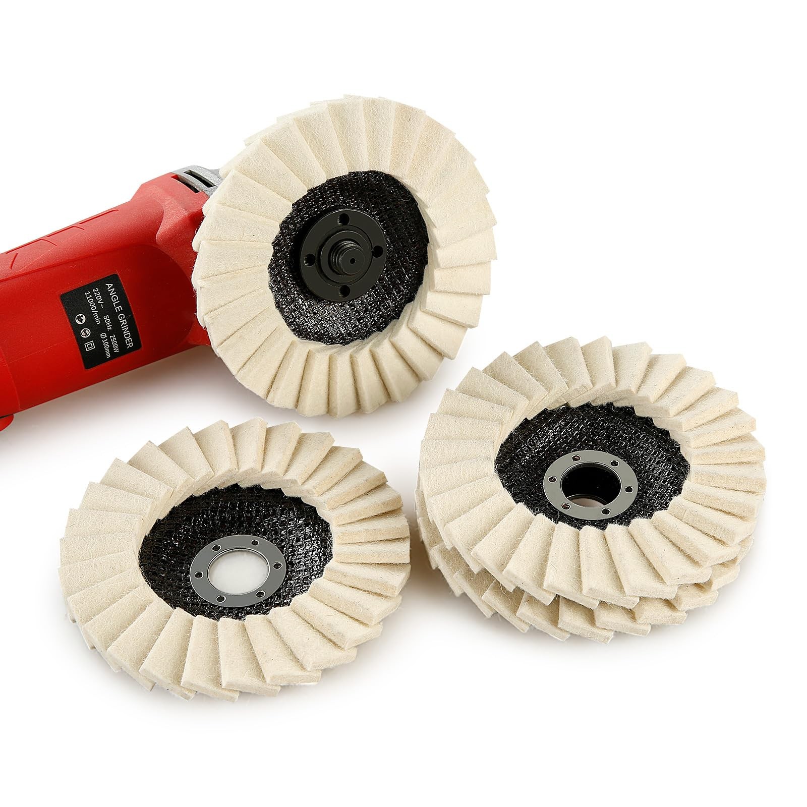3PCS 5Inch Stone Polishing Wheels – Wool Buffing Discs for Stainless Steel, A…