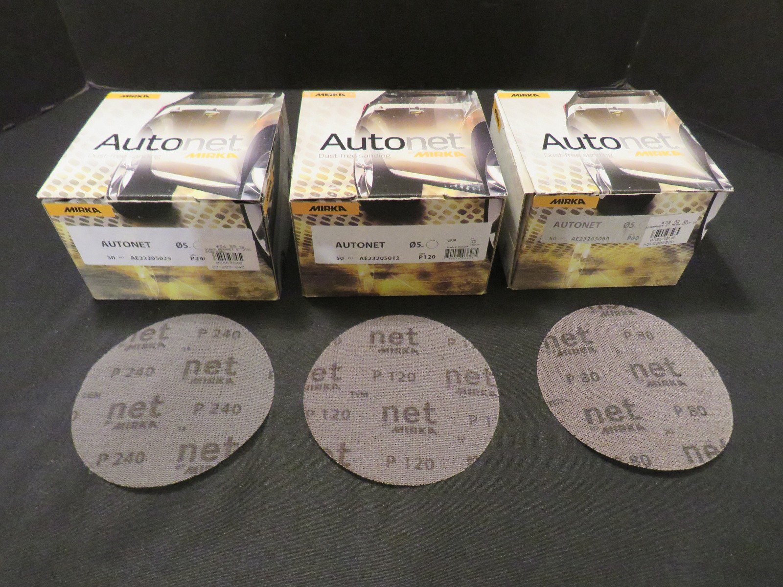 3 5″ Sanding Mesh Discs 30 P80, 40 Pc P120,45 Pc P240 Paint Dust Extraction