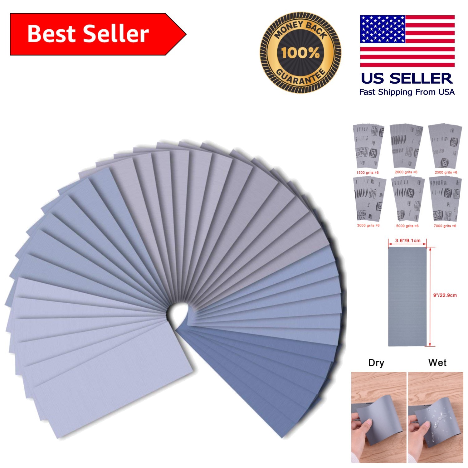 Ultimate 36-Piece Sanding Paper Set: 9×3.6 Inches, Endless Polishing Potential