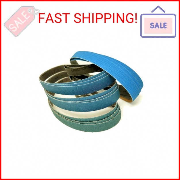 3/8 Inch x 13 Inch Zirconia Sanding Belts, 4 Each of 40/60/80/120 Assorted Grits