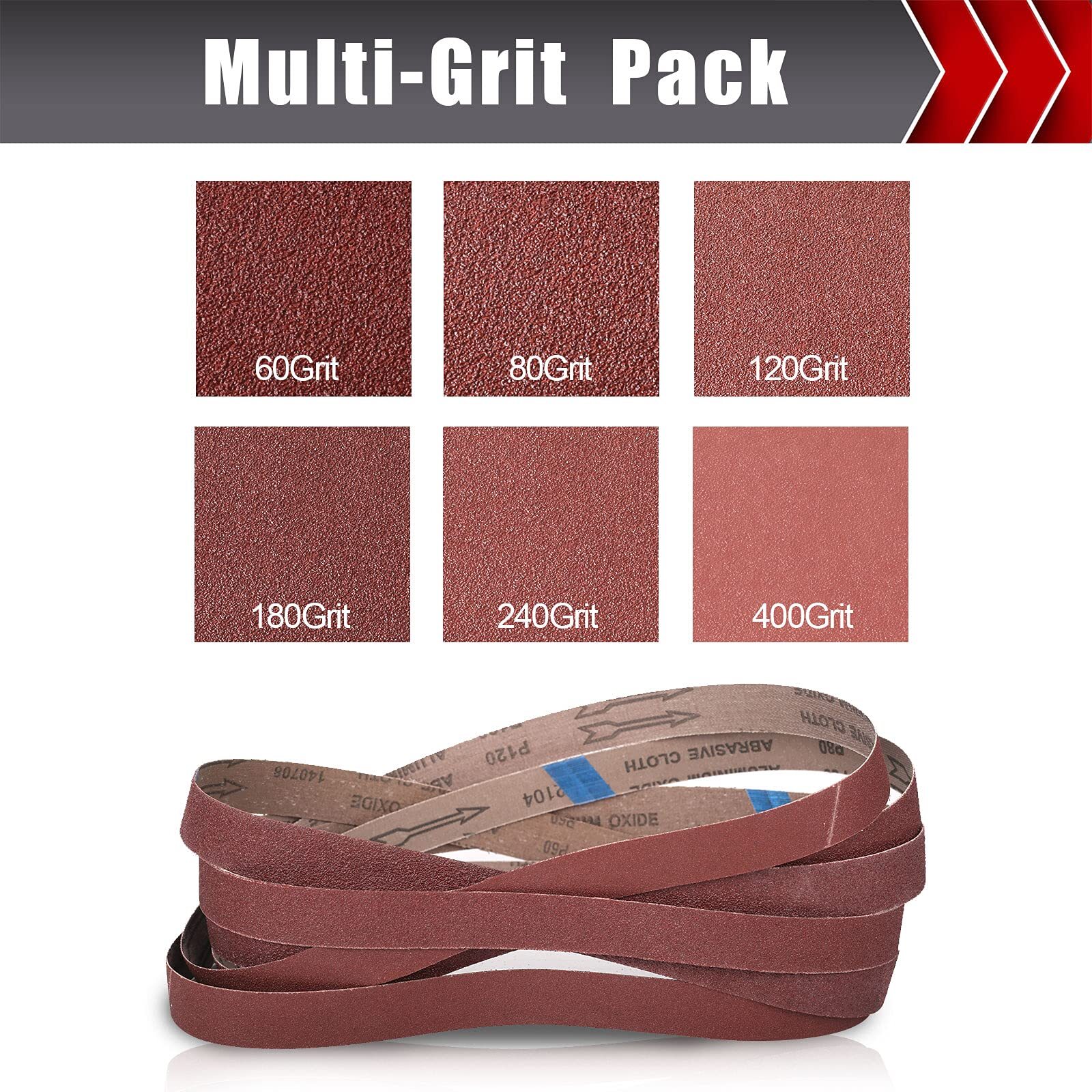 12 Pcs 1×30 Inch Sanding Belt Aluminum Oxide Sanding Belt for Woodworking Metal