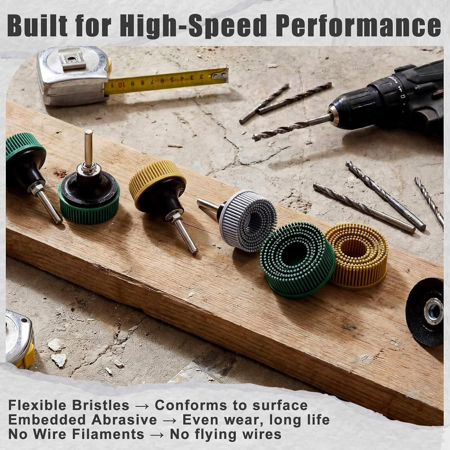 3 Sets 2 Inch Bristle Discs with R Type Disc Holders, Grit 50/80/120 for Grindin