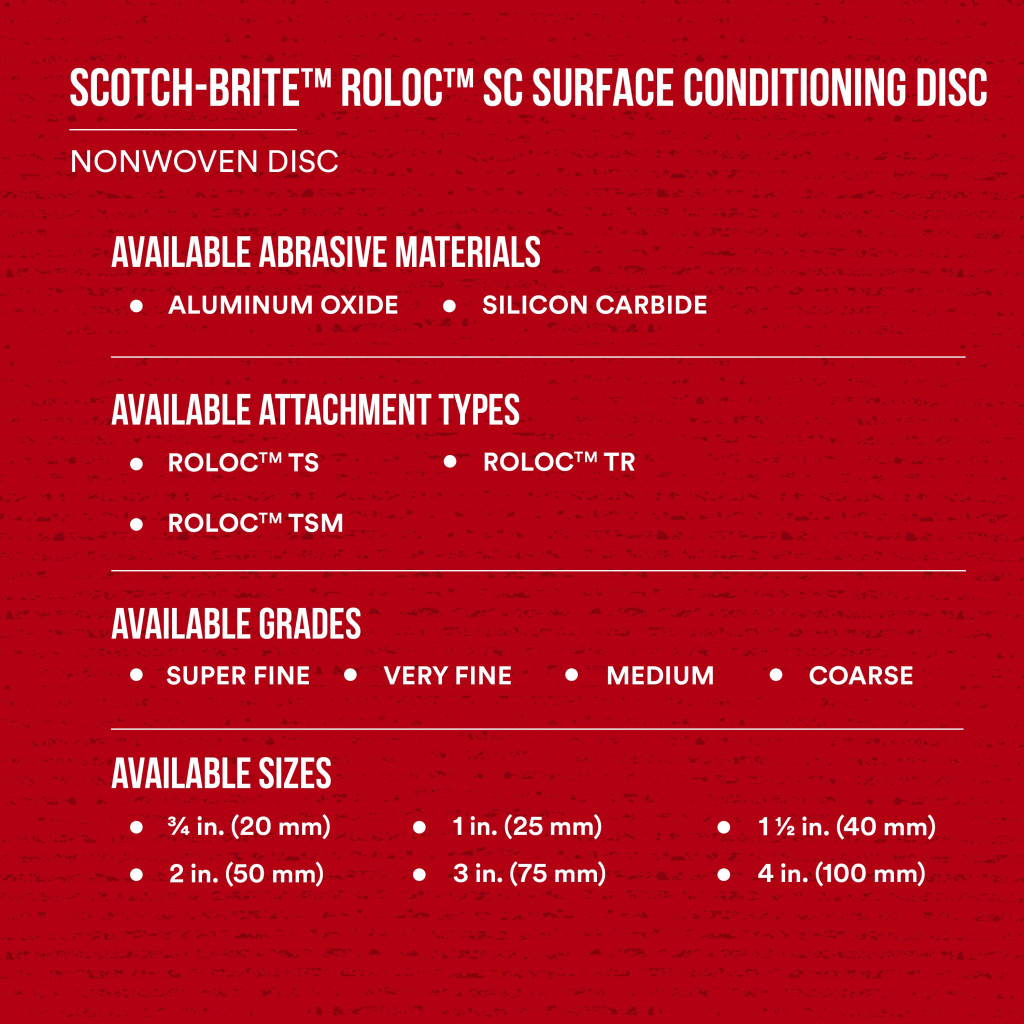 Scotch-Brite Roloc Surface Conditioning Disc, SC-DR, A/O Coarse, TR, 4in