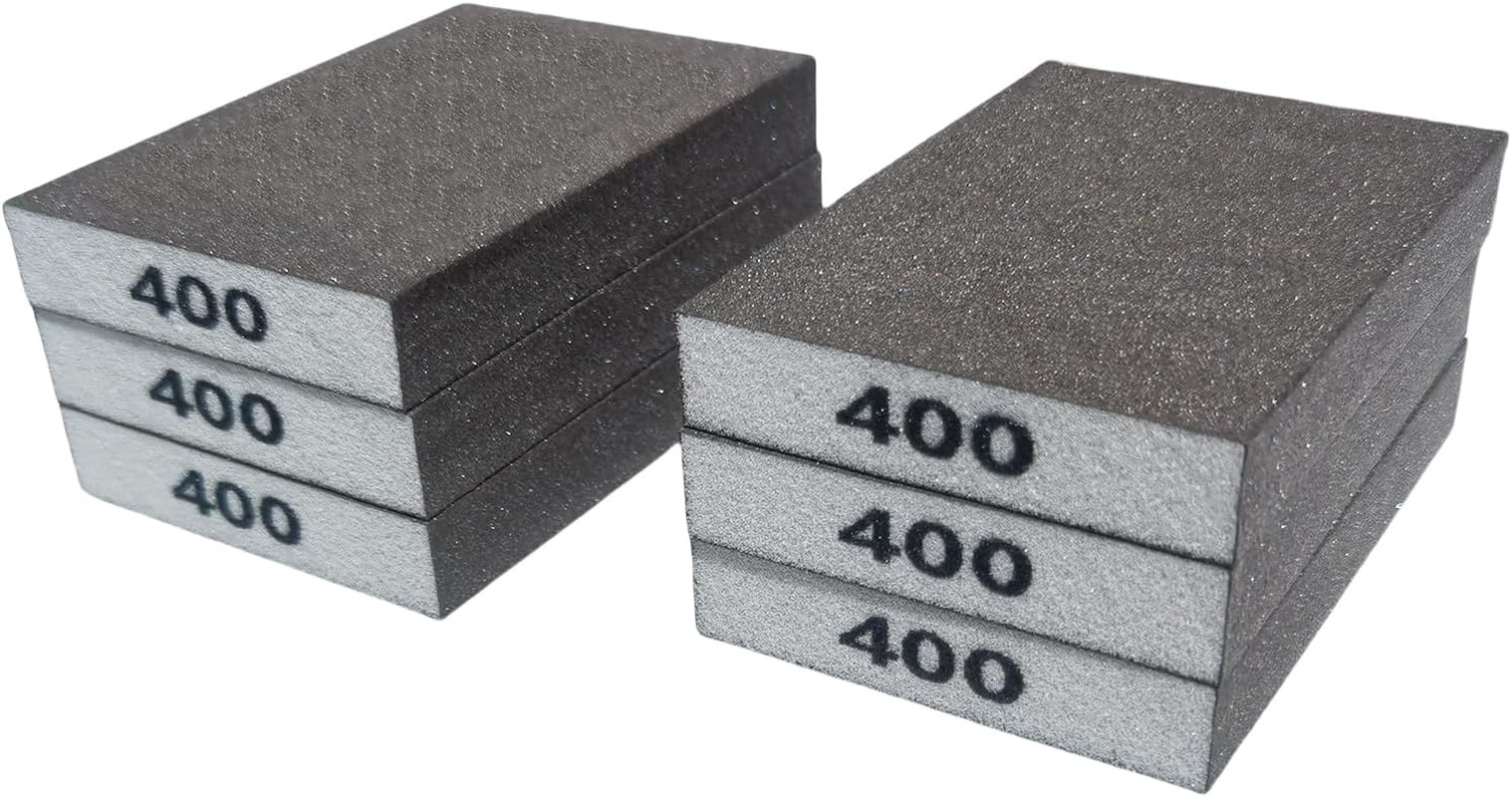 6 PCS 400 Grit Hand Sanding Blocks Set – Superfine Sander Sponge, Wet and Dry Du
