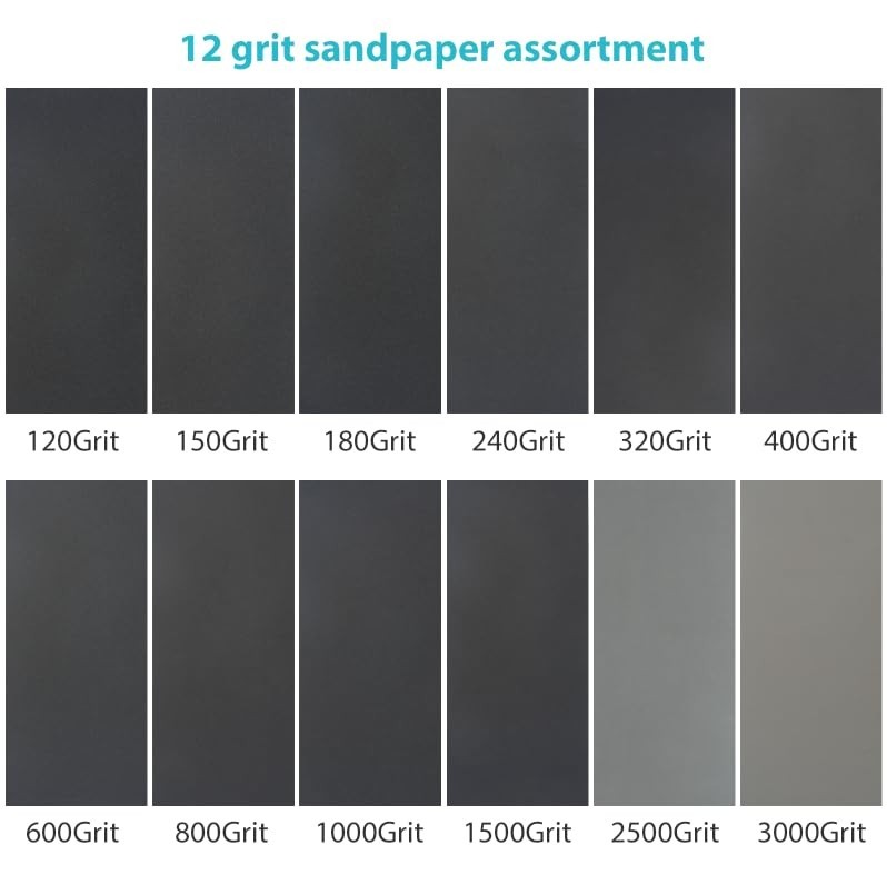 Durable 24 PCS Sand Paper with 12 Grits – Ideal for Automotive & Wood Projects