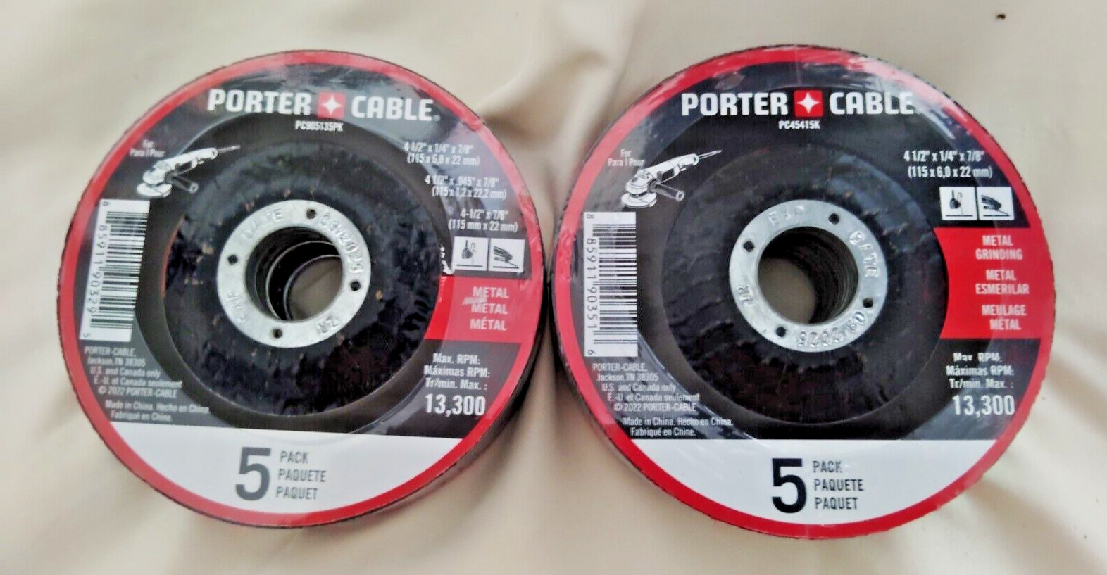 Porter Cable 4-1/2″ 5 Pack BUNDLE X 2 GRINDING , CUTTING,SANDING BLADES