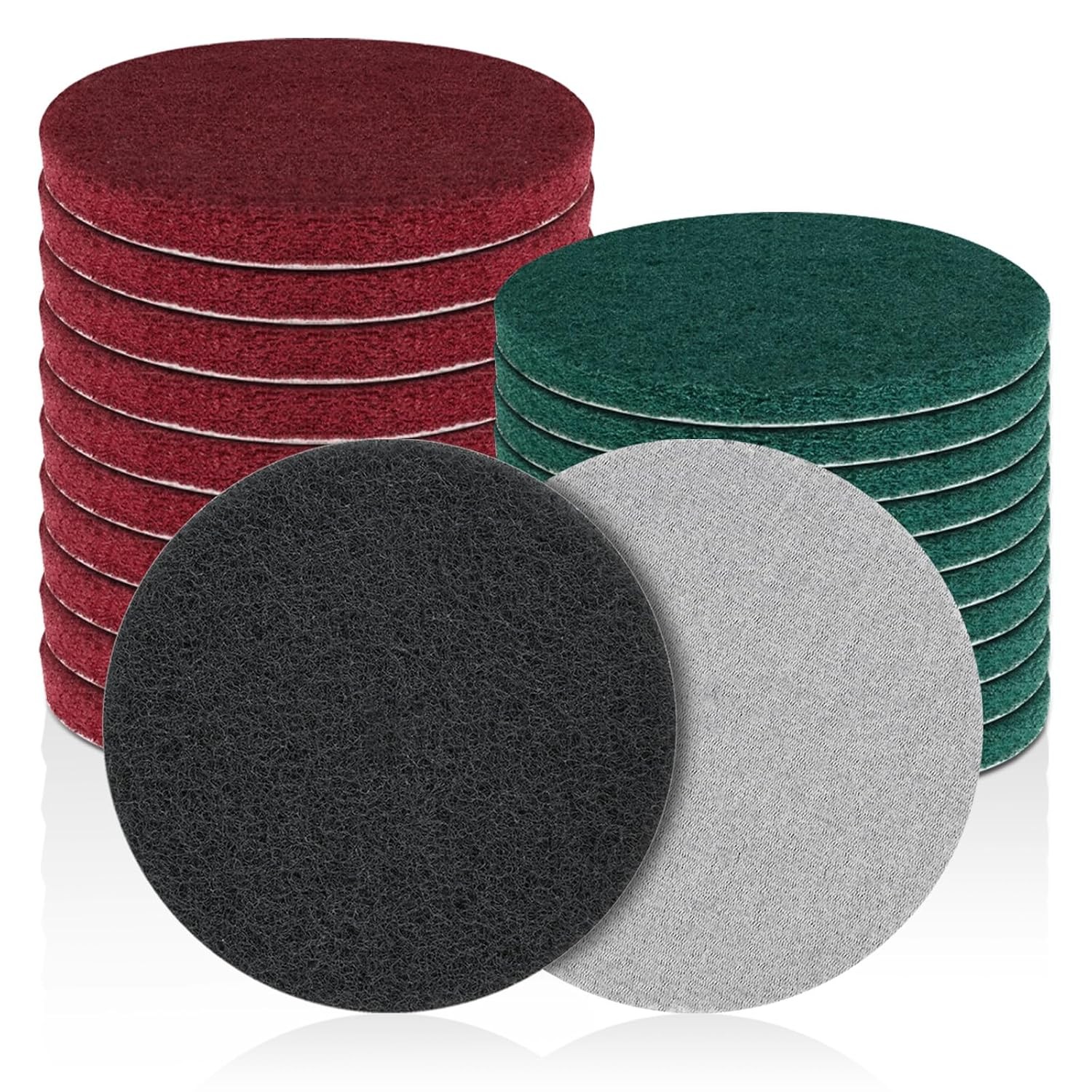 5 Inch Hook Loop Scuff Discs Non Woven Scouring Pads Cleaning 10Pcs Mix Color