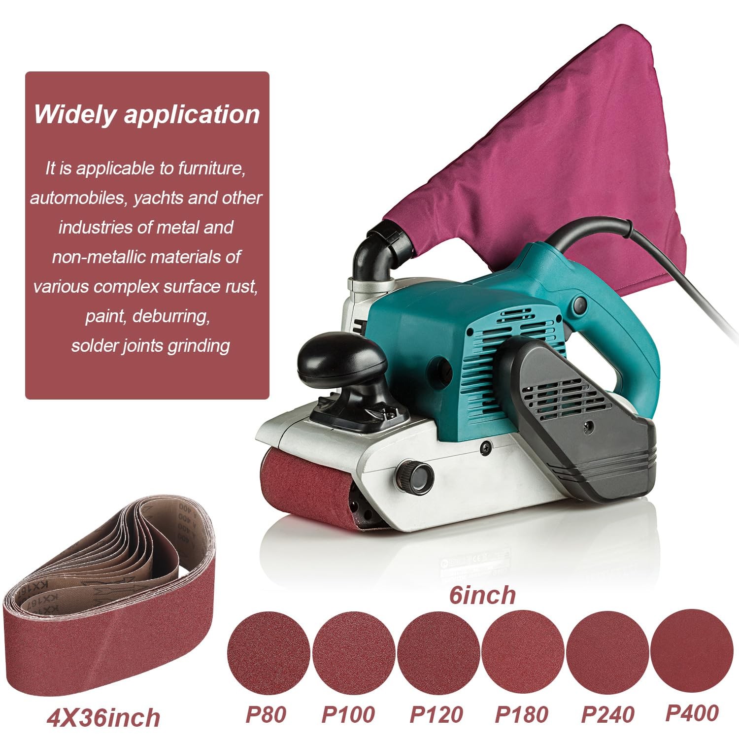 Blulu 44 Pieces Sanding Belts and Sanding Discs Set Includes 4 x 36 Inch Belt…