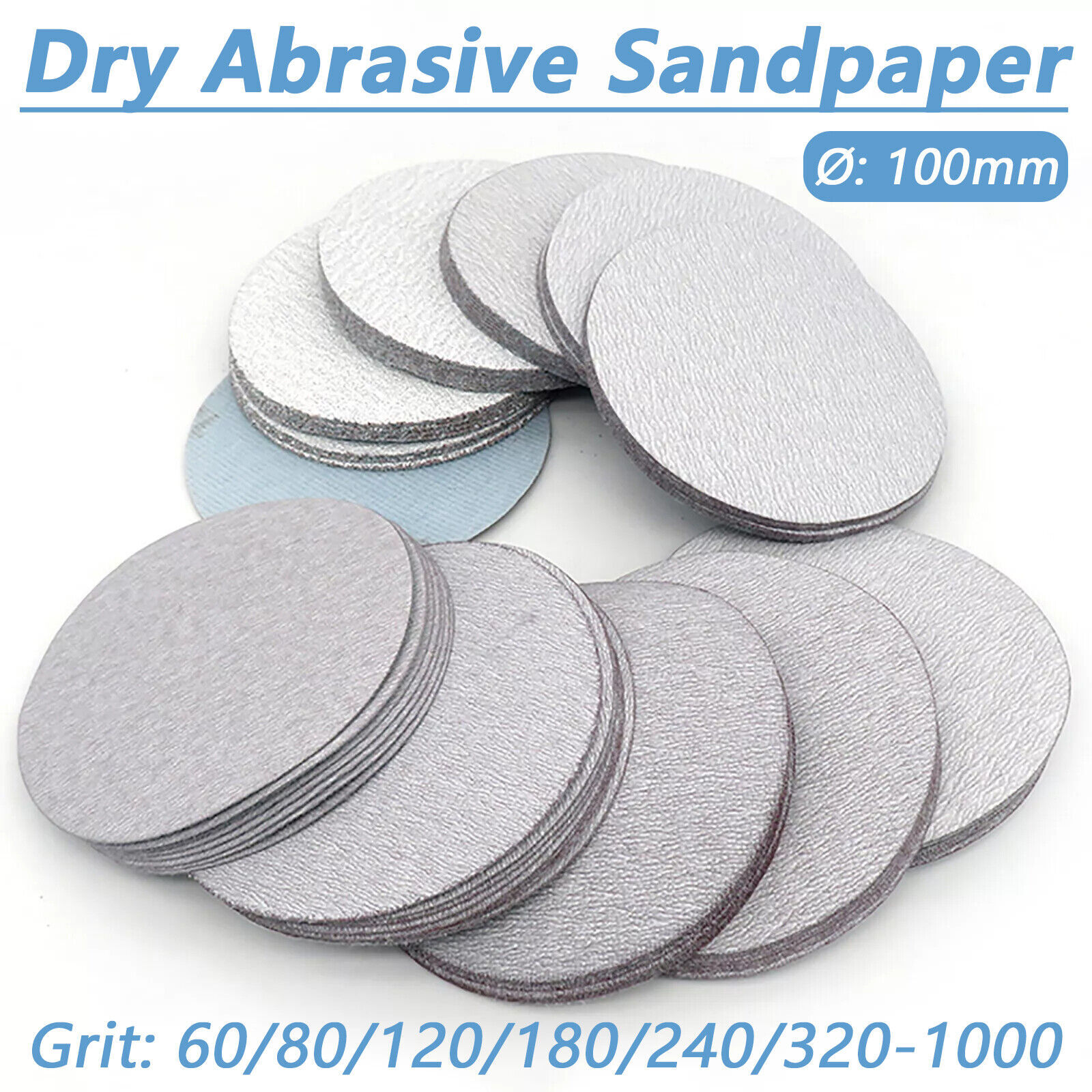 Sanding Discs Hook and Loop Pads 60-1000 Grit Dry Abrasive Sandpaper 100mm 4″