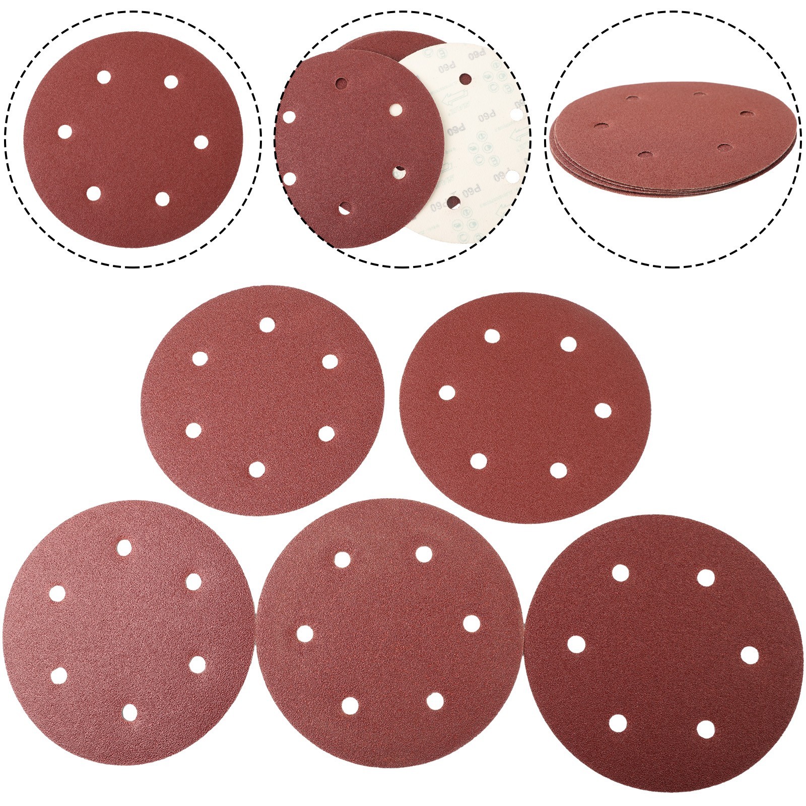 9inch Sandpaper 225mm 6 hole Sanding Paper 40-2000grit Electric Wall Polisher