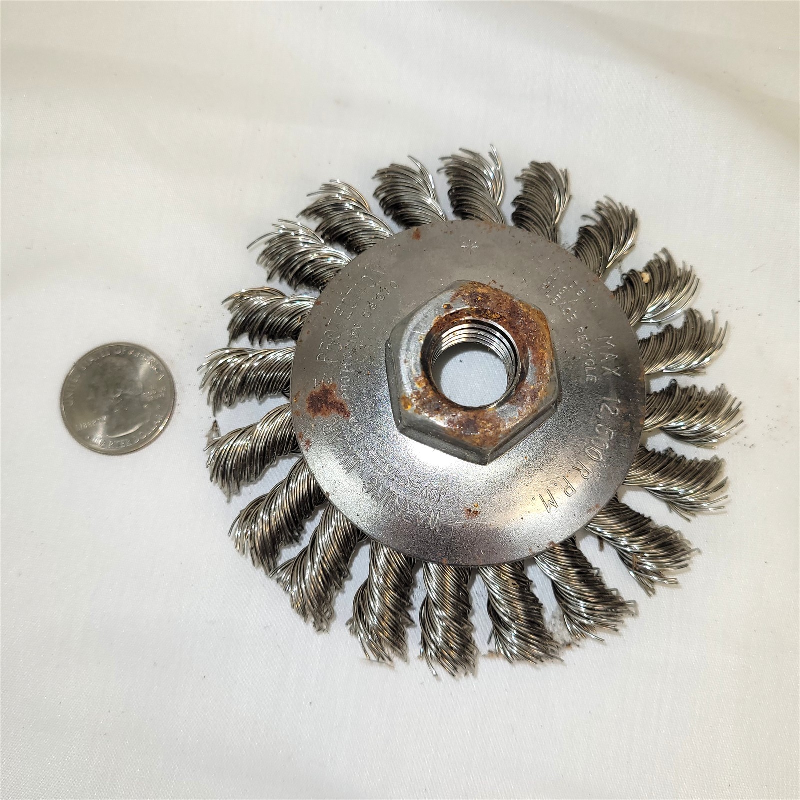 Pair of Barnes Distribution 4″ Bevel Knot Wheel Grinder Brush #275973 ~ T552