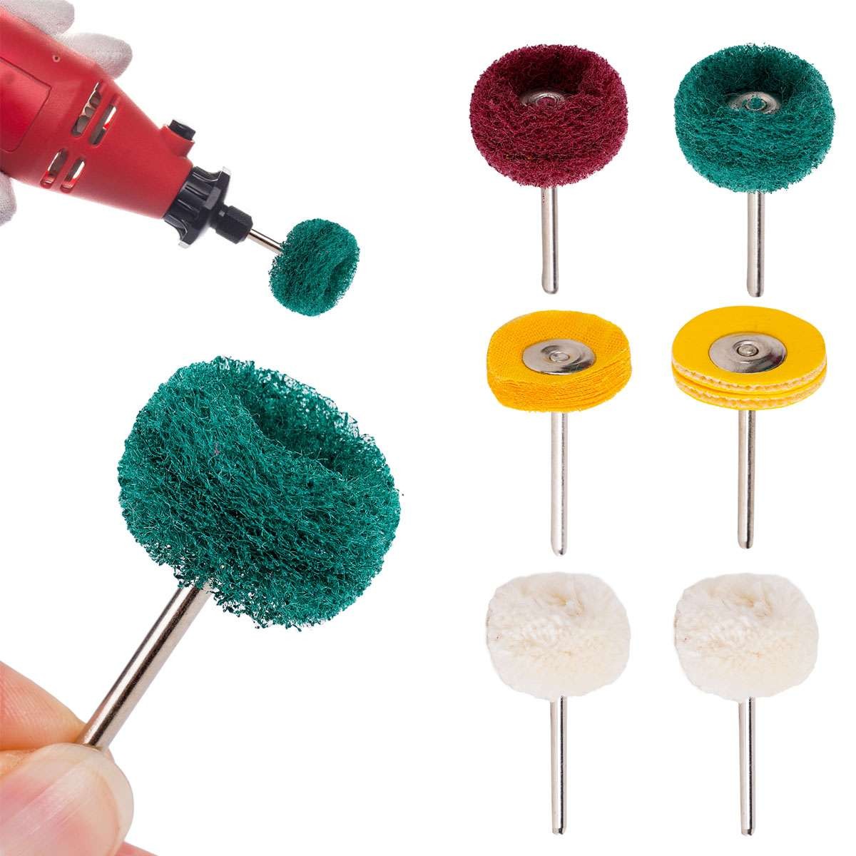 6pcs Abrasive Metal Polishing Buffing Wheel Burr Kit Set for Dremel Rotary Tool