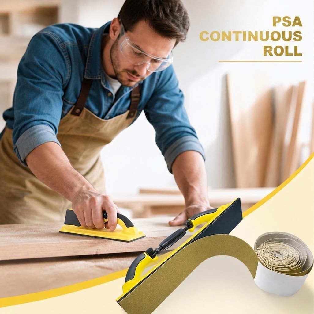 Total 20 Yards Long 2-3/4″ Wide PSA Sanding Paper Roll Kit – 80 120 Yellow