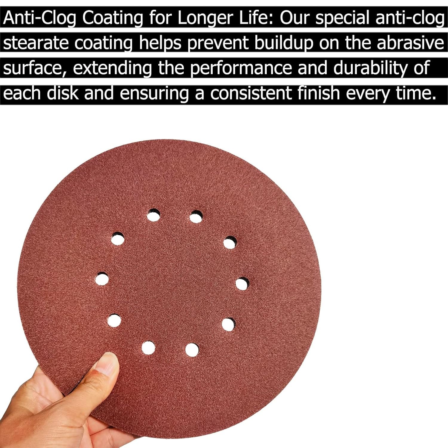 50 Pack 9-Inch 10 Hole 120 Grit Hook-and-Loop Drywall Sandpaper – Aluminum…