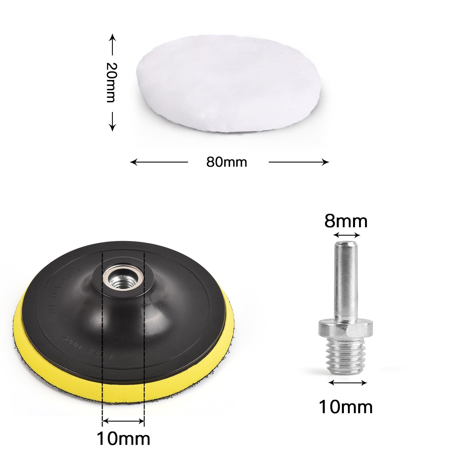 Kshineni 7 Pcs 3 Inch (80 mm) Wool Buffing Polishing Pad Car 3Inch-7Pcs
