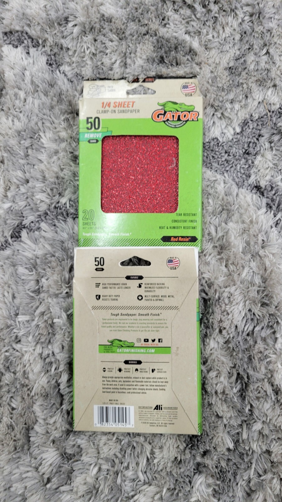 50 Grit Coarse Gator brand Sandpaper 1/4 Sheets 4.5″ x 5.5″ 20 SHEETS (LOT OF 2
