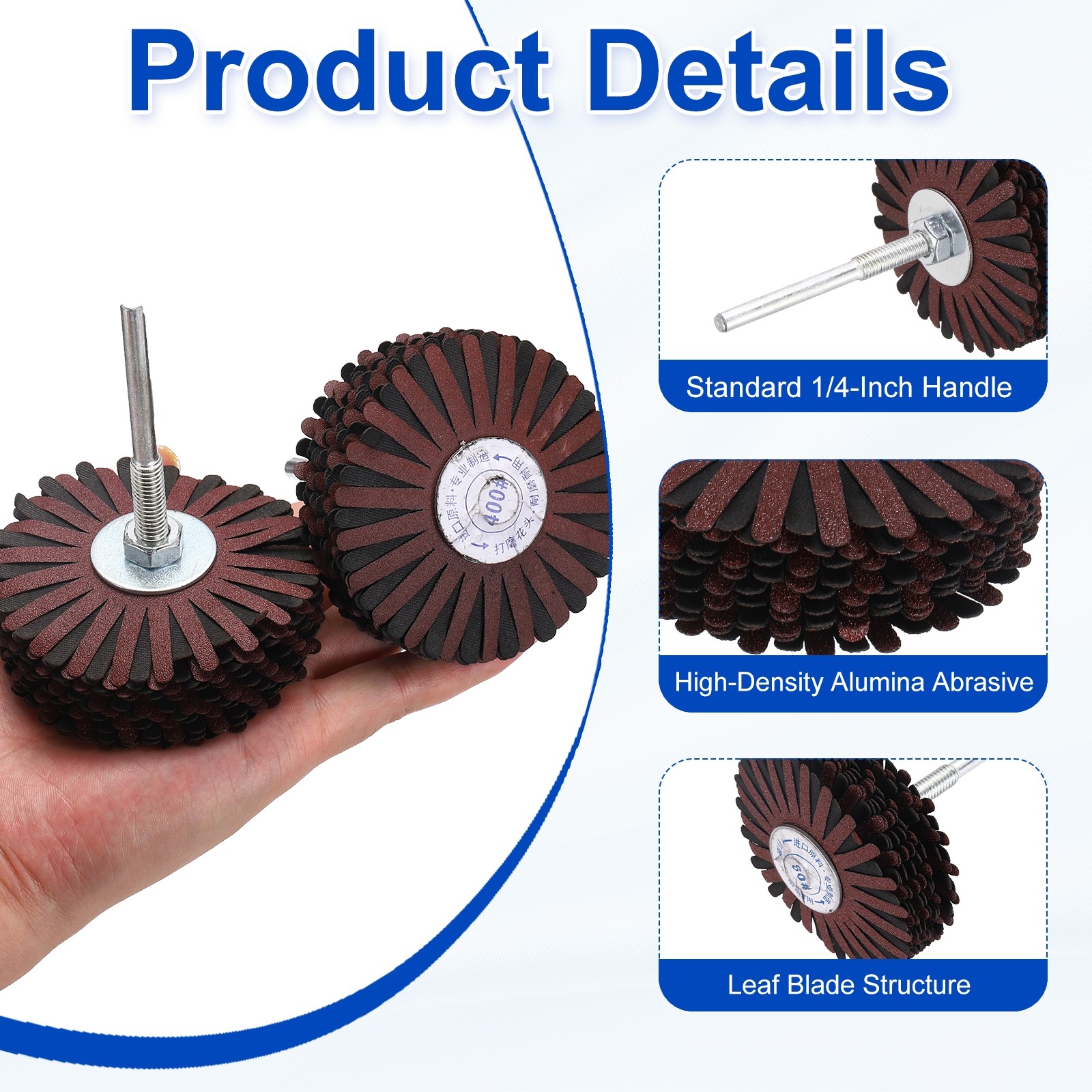 1 Pcs Abrasive Flap Wheel, 3.2″ Dia, 1/4″ Shank, 80 Grit Aluminum Oxide, Red