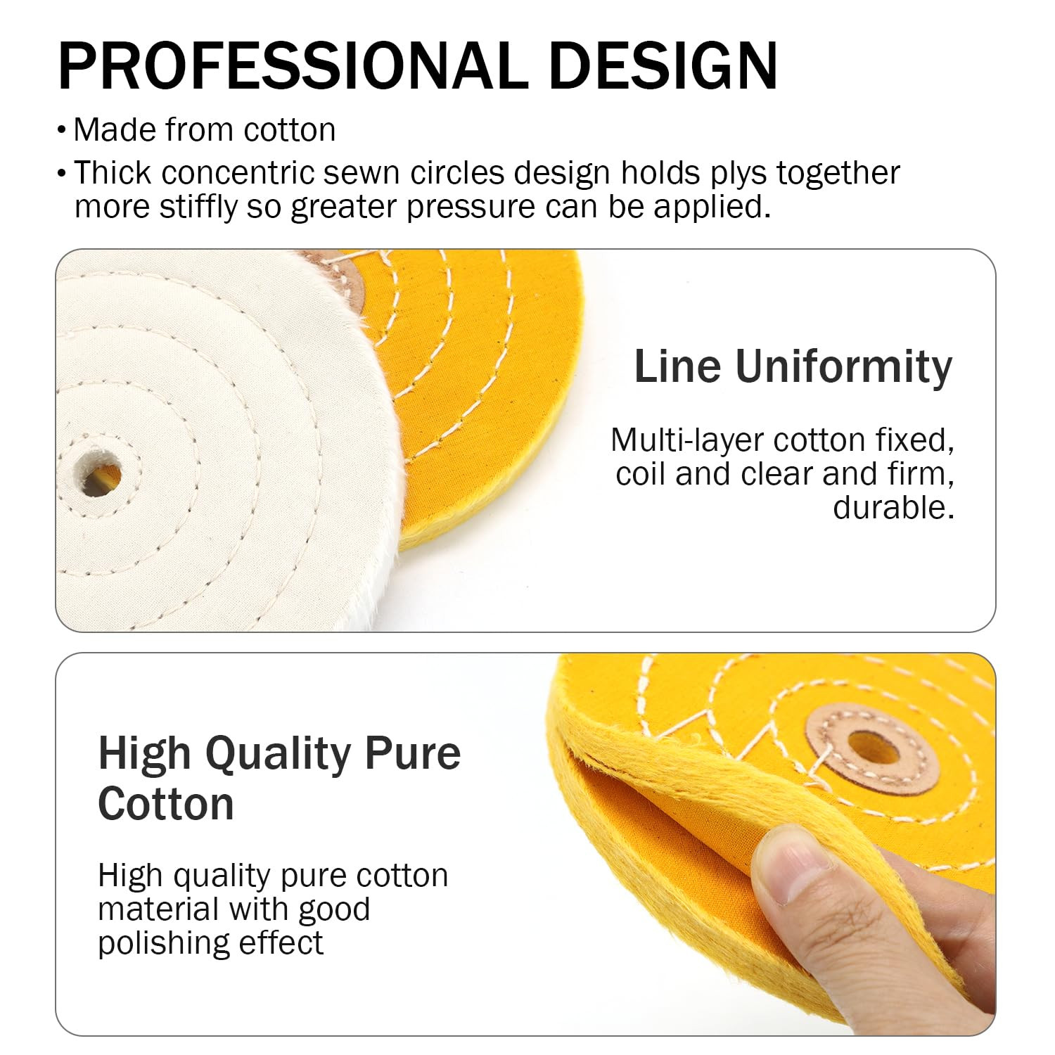 6Inch Buffing Polishing Wheels 1/2″ Arbor Hole,Soft/Fine/Medium for Bench Grinde