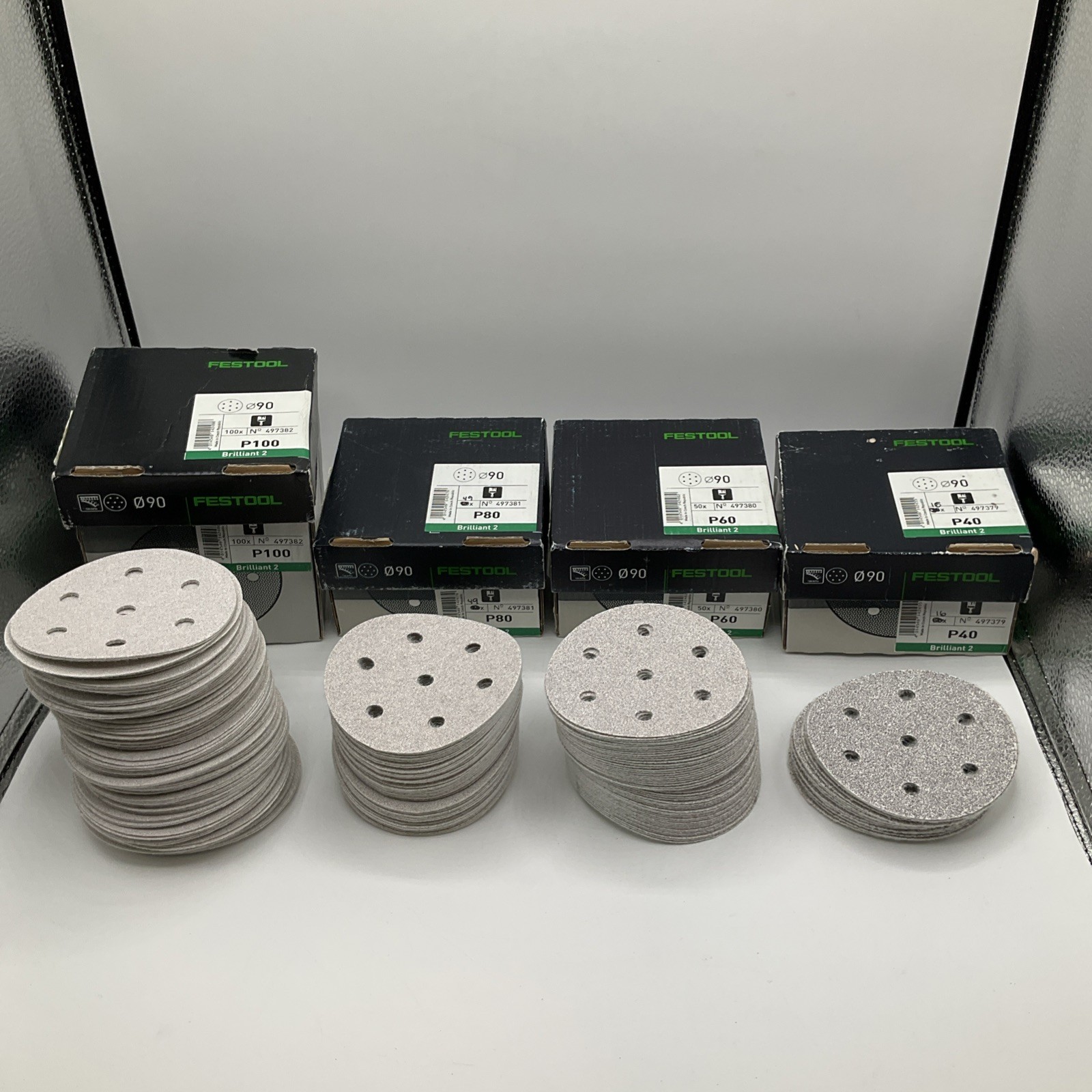Mixed Lot Of (215) Festool Brilliant 2 P40 P60 P80 P100 Round Abrasive Pads