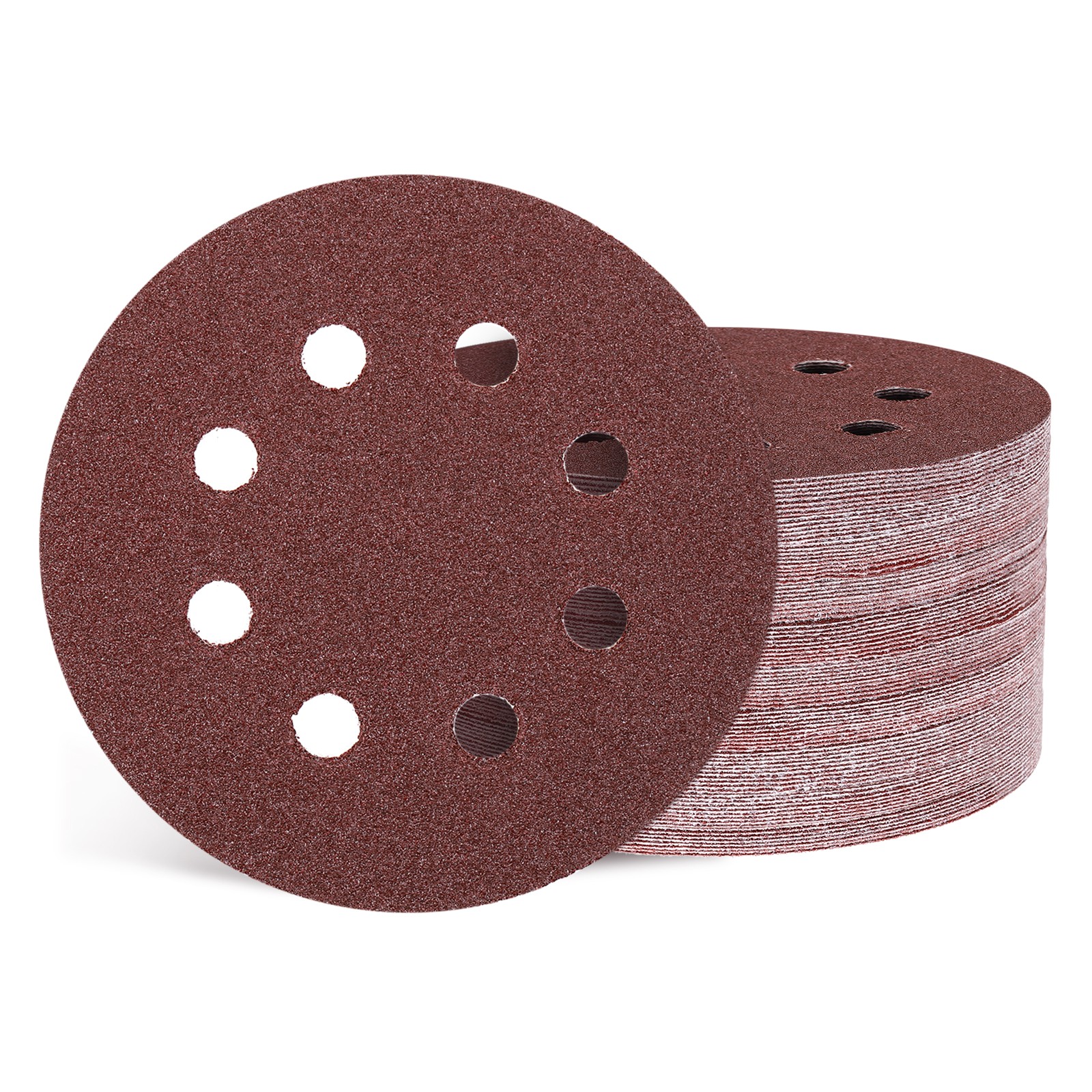 110 Pcs Sanding Disc 5 Inch 40 Grit 8 Hole Random Orbital Sandpapers, Red