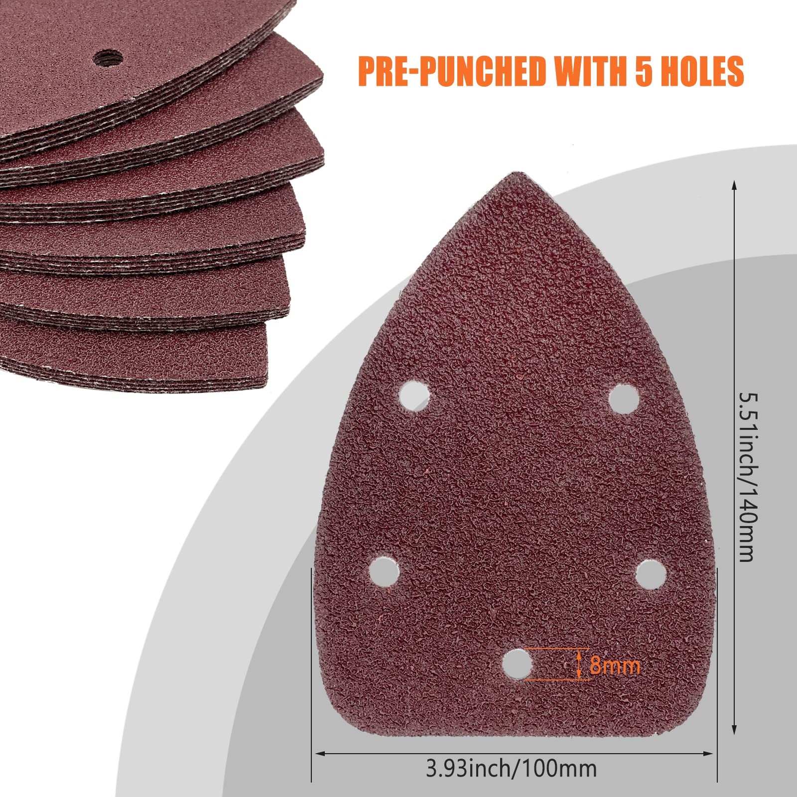 40 Grit Mouse Detail Sandpaper 50pcs Hook Loop 140mm Palm Sander Replacement Pad