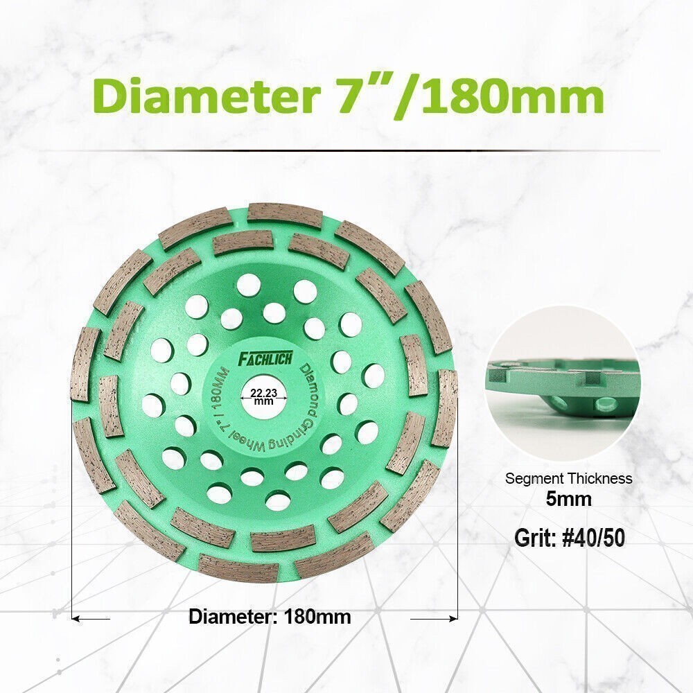 1pc Dia 7″/180MM Diamond Double Row Grinding Wheel Grinding Disc For Concrete