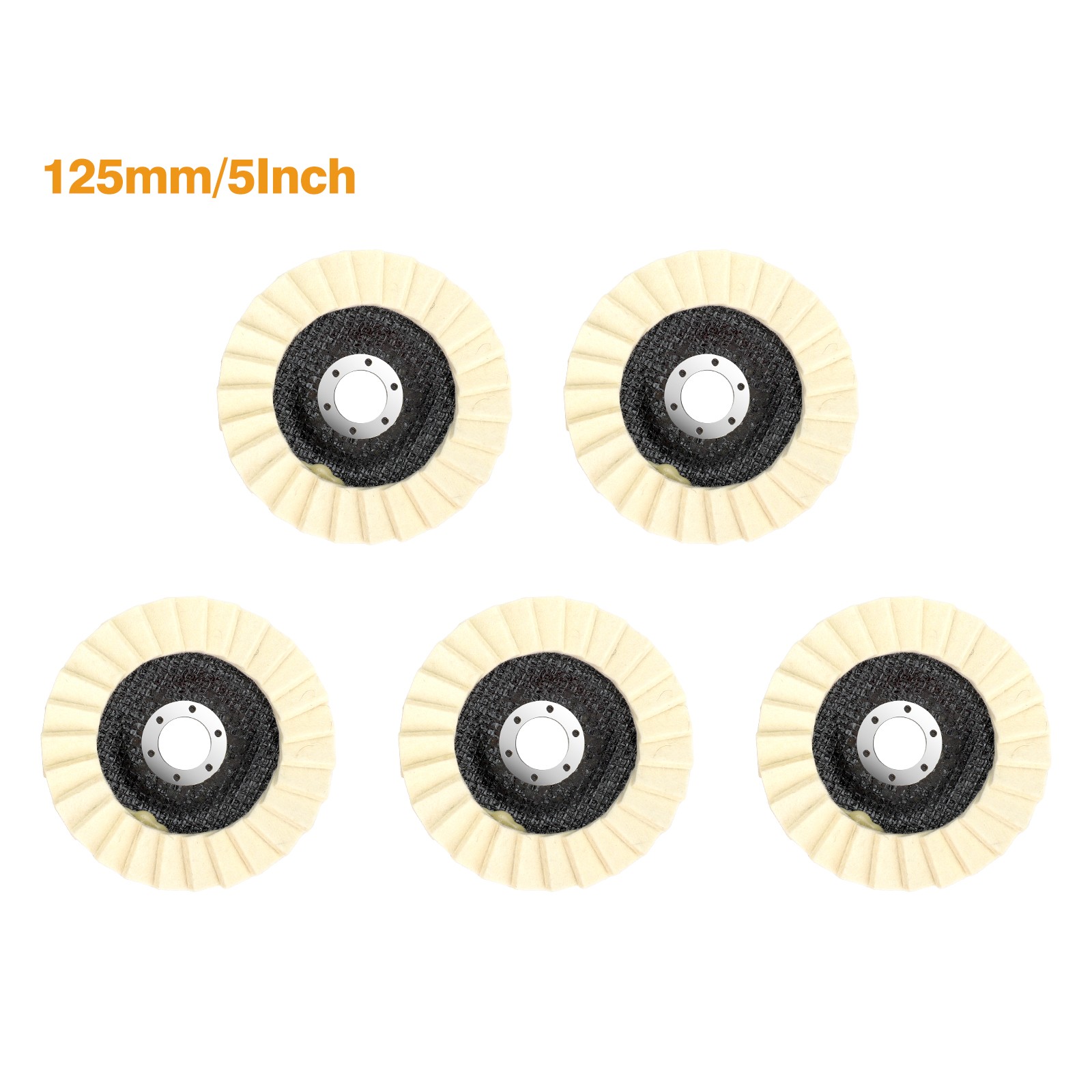 5pcs 4.5/5″ Wool Polishing Wheels Buffer Pads Flap Felt Polishing Finishing Disc