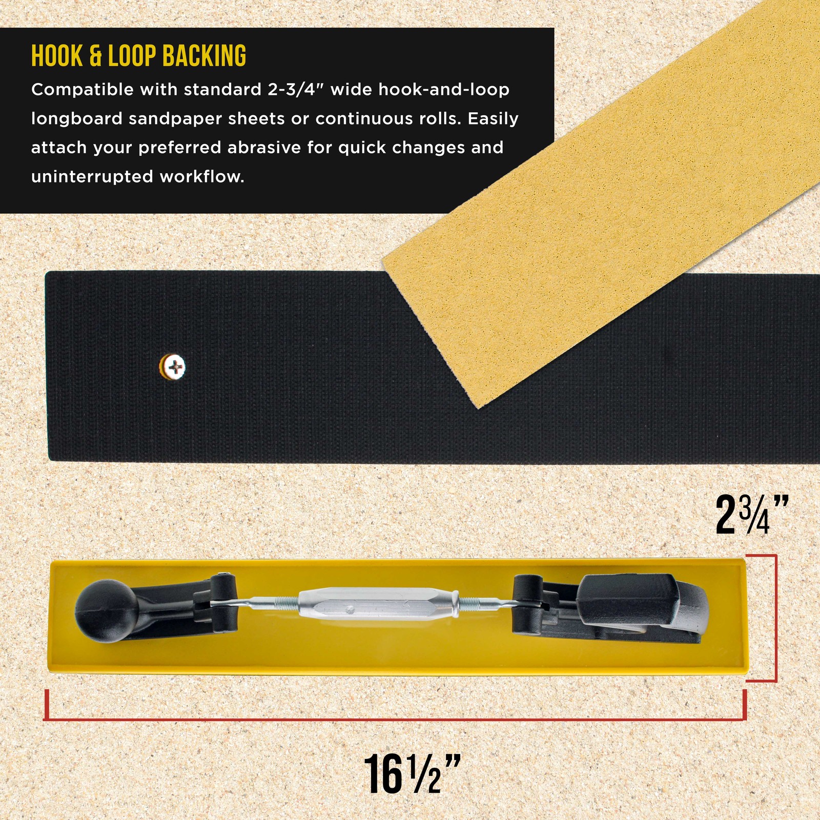 Dura-Gold Adjustable Radius Flex Longboard Hand Sanding Block Hook & Loop Sander