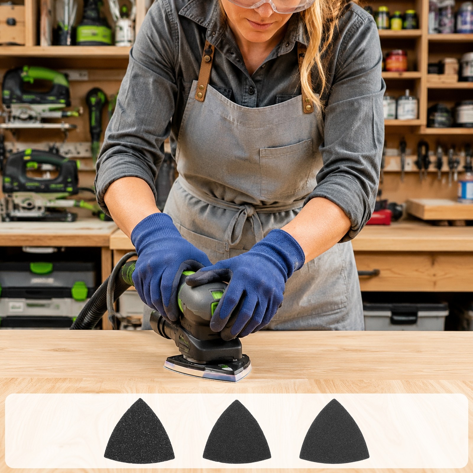 5 Pcs Triangle Sandpaper, 3-1/8″, 120 Grit Aluminum Oxide Sanding Pads, Black