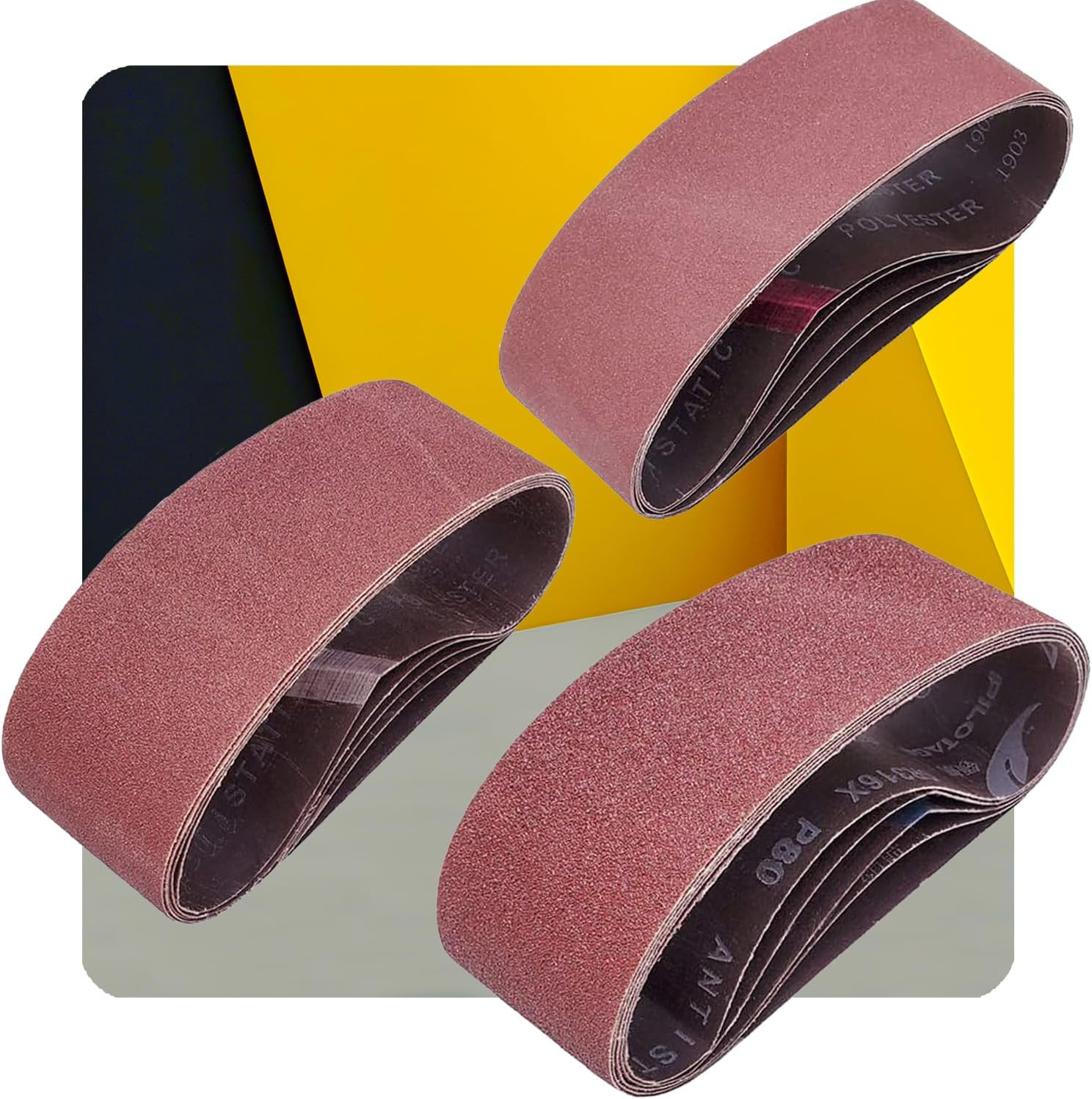 15 PCS 3″ X 24″ Premium Sanding Belts – 5 Each of 40 80 120 Grit Aluminum Oxide