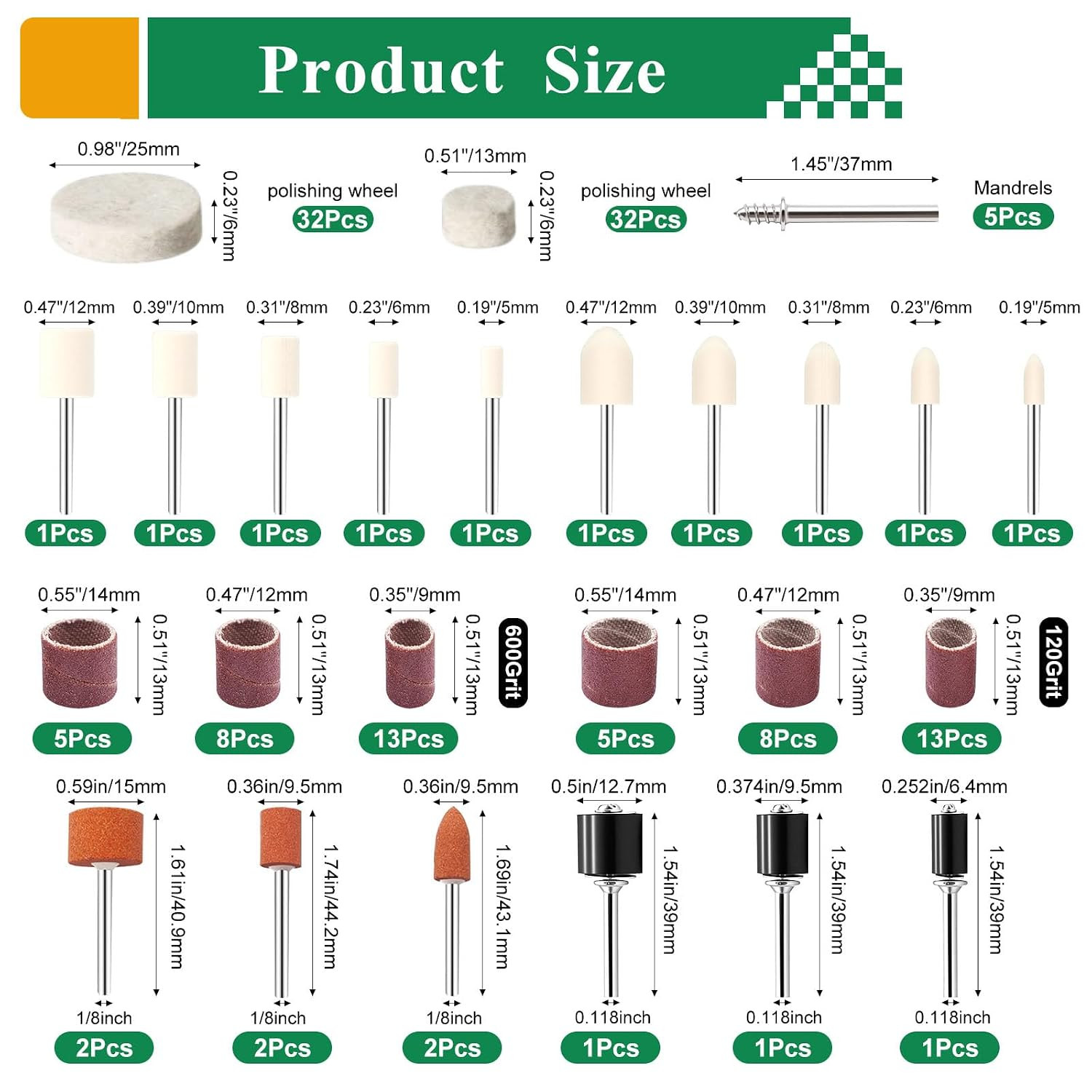 140PCS Polishing Buffing Wheel Kit,Buffing Wheels & Polishing Bits &Sanding Bits