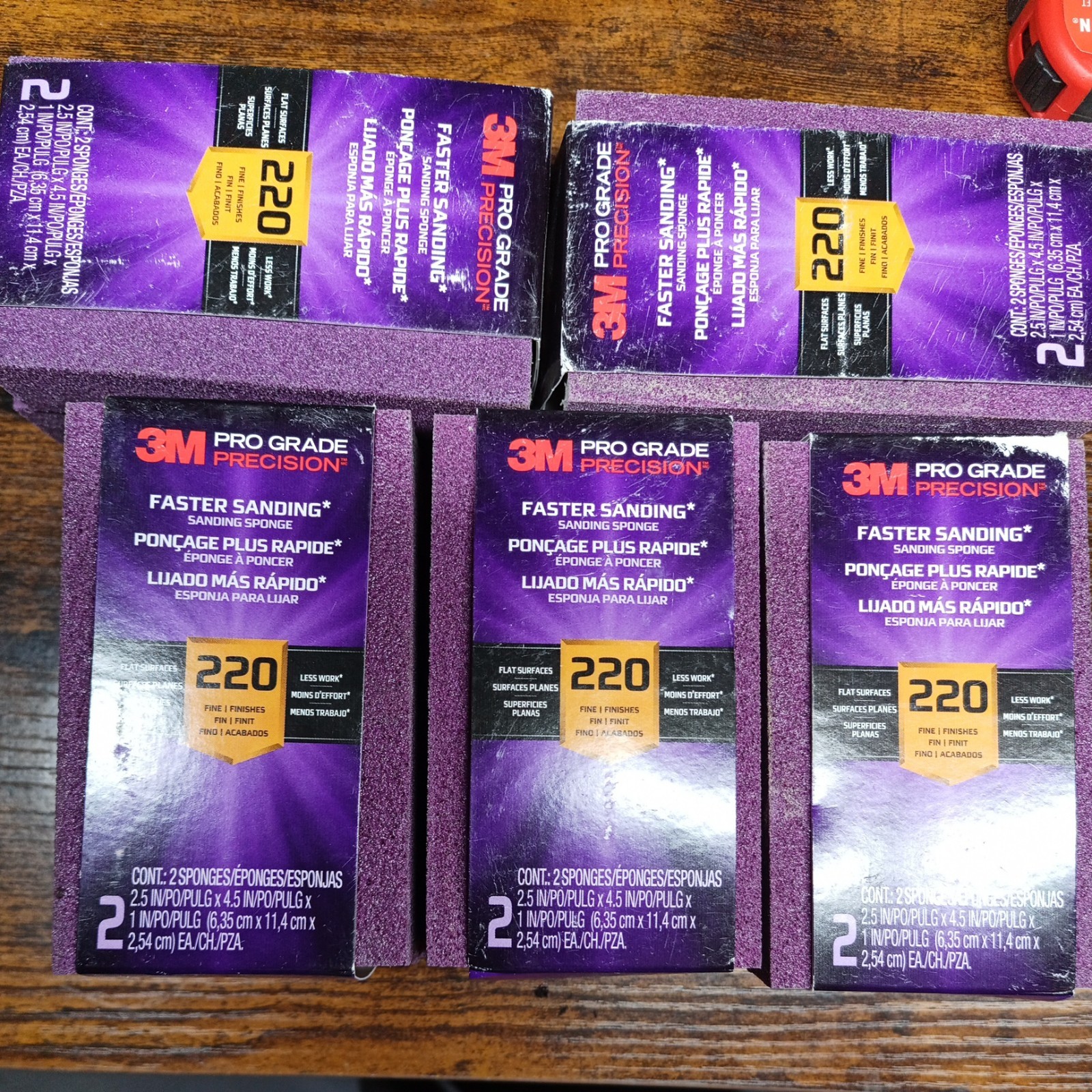 3M Pro Grade Precision 2-1/2 in. x 4-1/2 in. x 1 in. 220-Grit Extra Fine 5 Pack