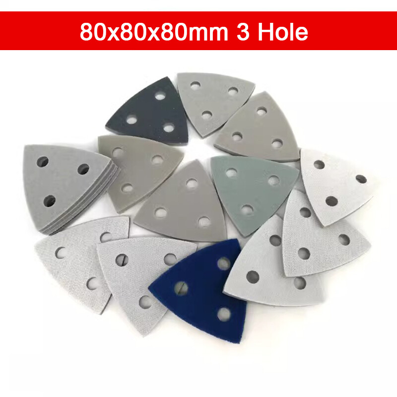 80mm Sponge Sand Paper Pad 3-Hole Triangle 300 – 3000 Grit Dry and Wet Sandpaper